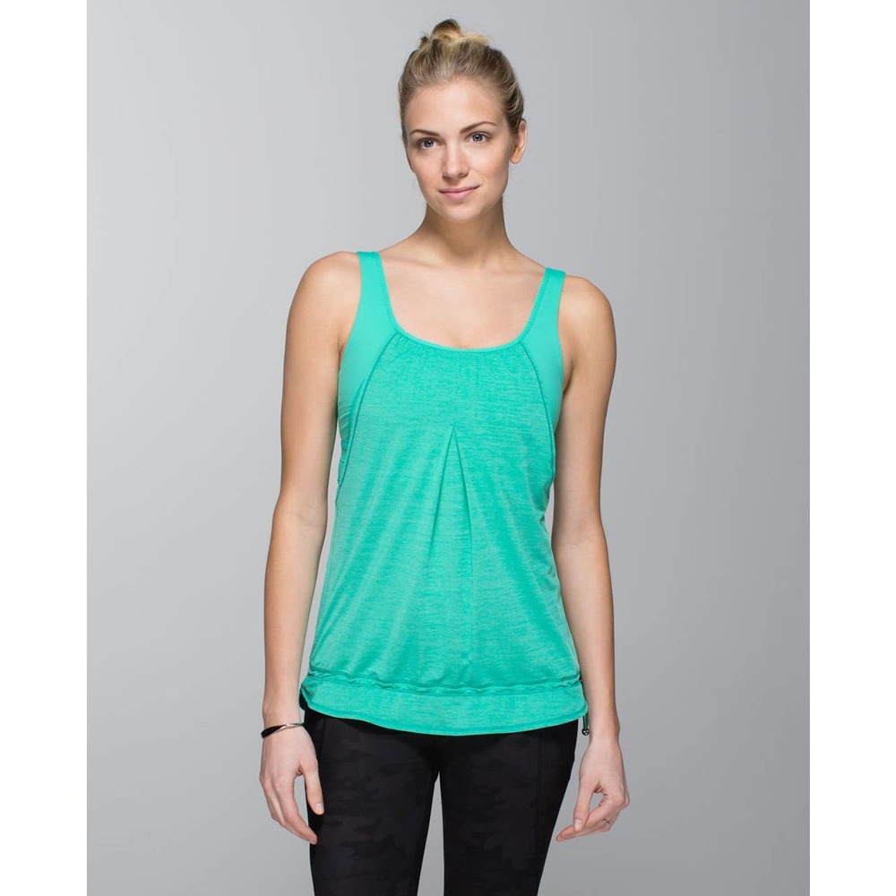 Lululemon Run Times Tank Heathered Bali Breeze Size 4 Teal Blue Green‎ Color